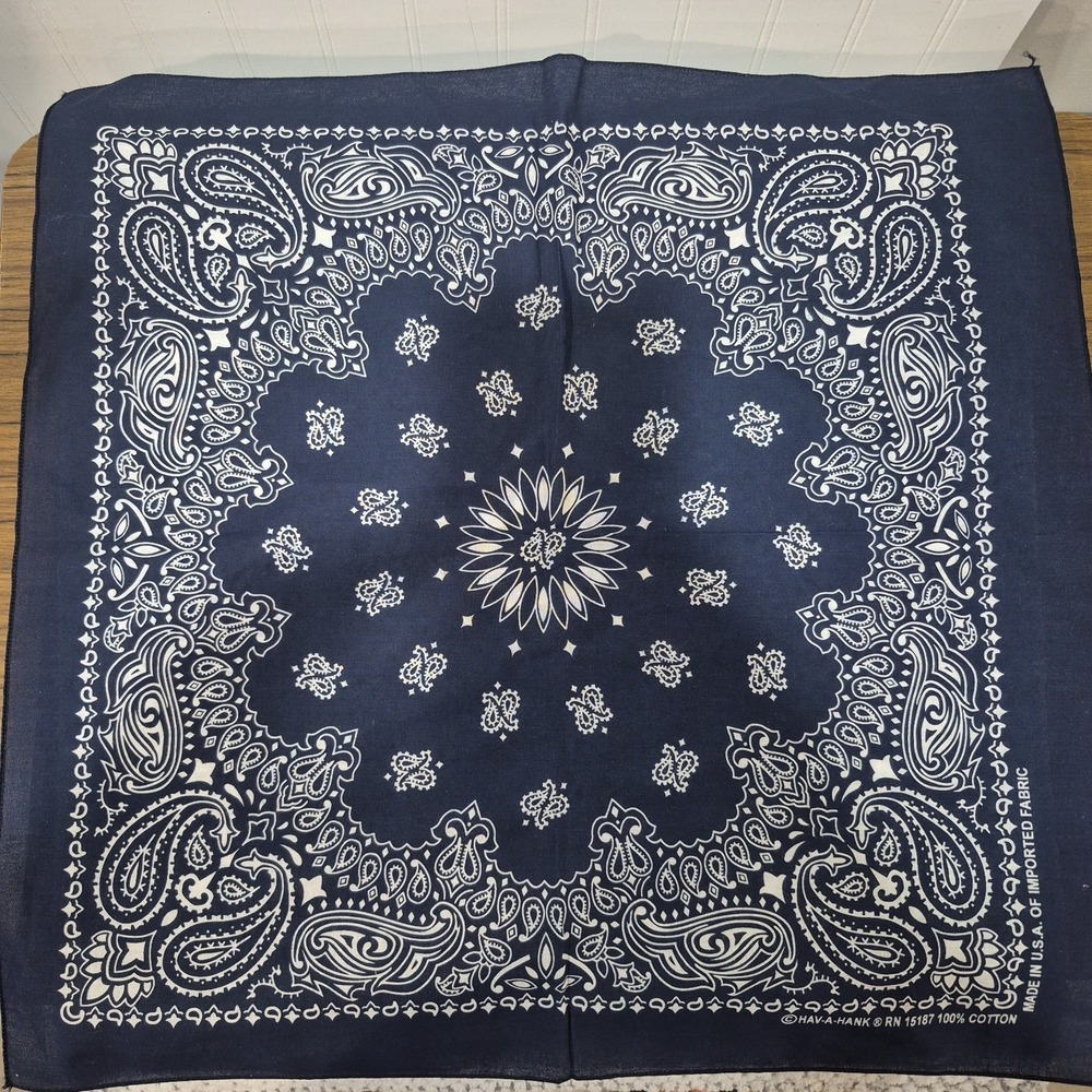 4 Vintage Blue Hav A Hank Bandana #15187 100% Cotton Made In USA Read